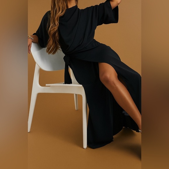 ASOS Design Black Cowl Neck Wrap Tie Maxi Dress Size 8 Elegant Evening Sexy - Picture 11 of 13